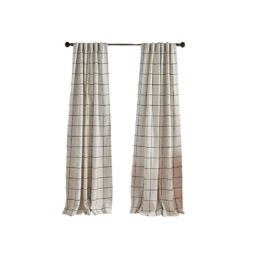 Frifoho Windowpane Plaid Blackout Window Curtain, Living R Window Plaid